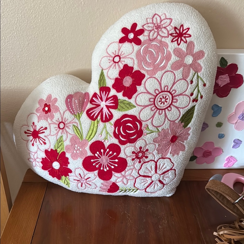 Floral Heart Accent Pillow